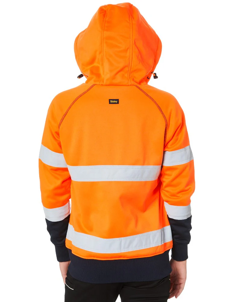 Womens Taped Hi Vis Fleece Hoodie - Orange