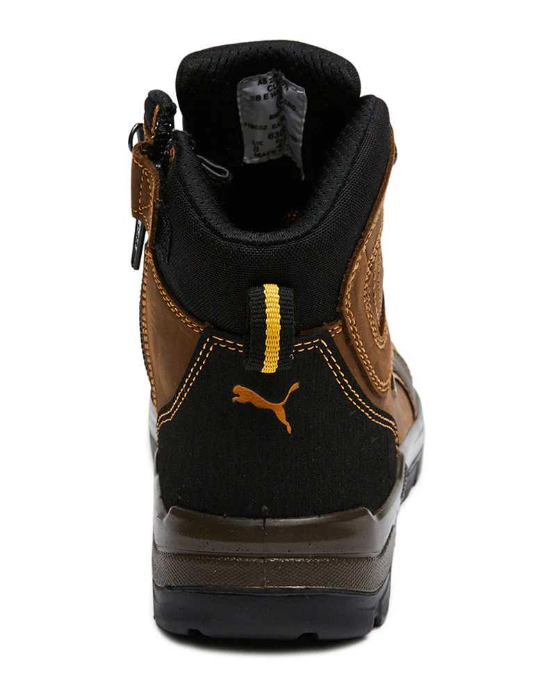 Scuff Cap Waterproof Work Boot With Zip - Brown/Yellow