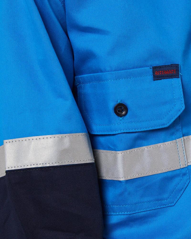 Hi Vis 2 Tone Open Front Kids Shirt - Blue/Navy