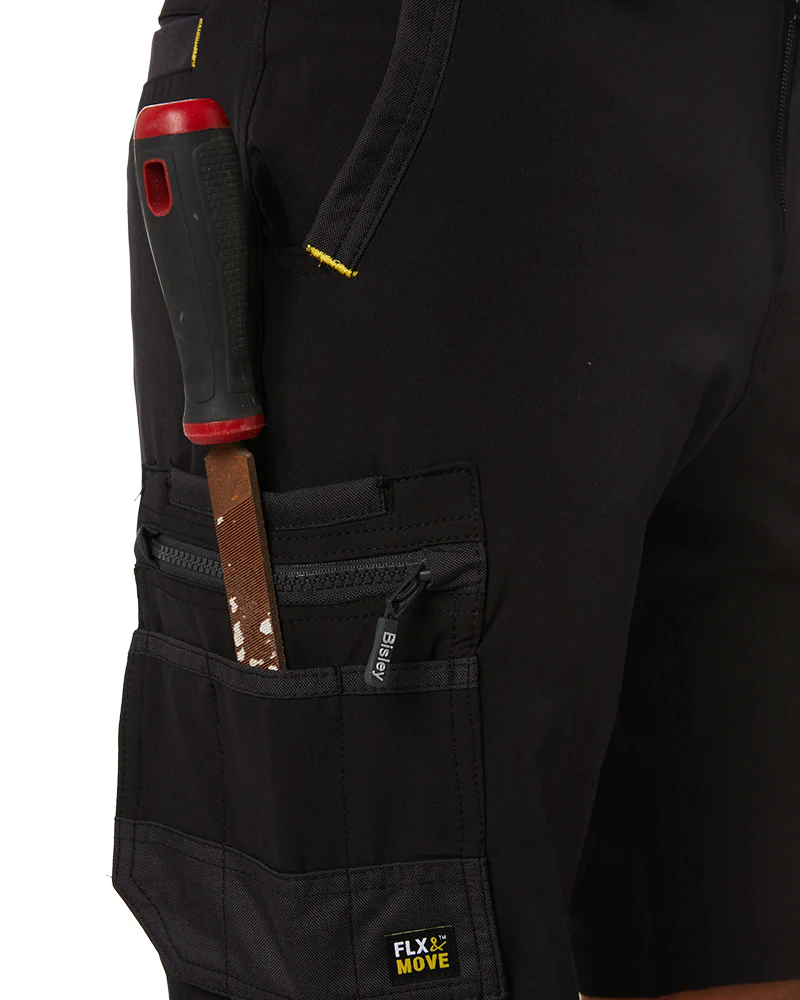 Flex and Move 4-Way Stretch Zip Cargo Short - Black