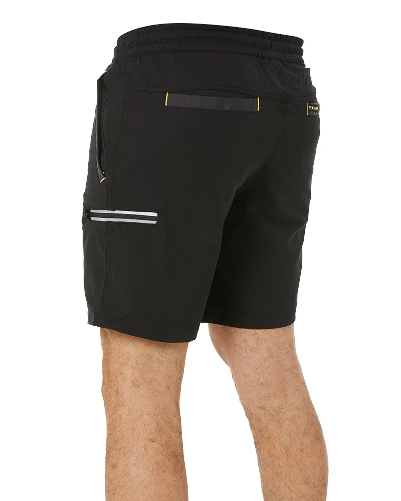 Flex and Move Tradie 4 Way Stretch Elastic Waist Cargo Short - Black