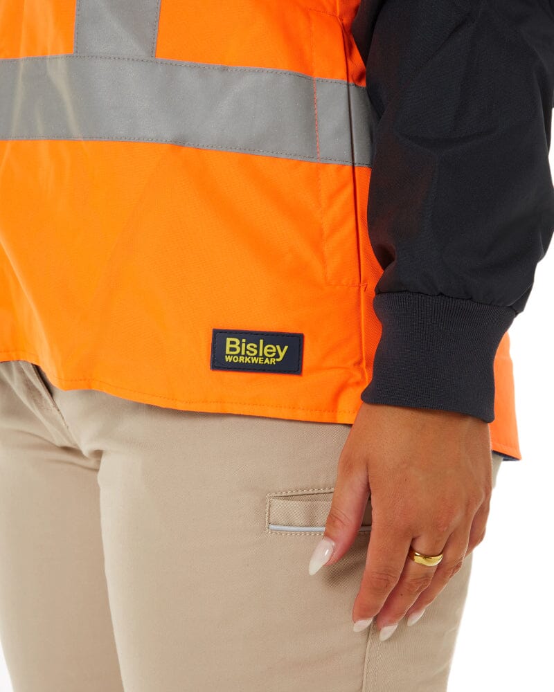 Womens Taped Hi Vis 5 In 1 Rain Jacket - Orange/Navy