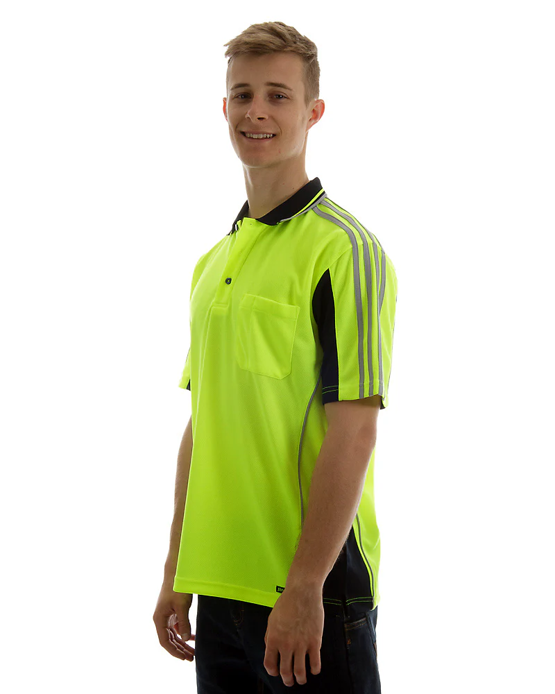 Hi Vis Short SleeveArm Tape Shirt - Lime/Navy