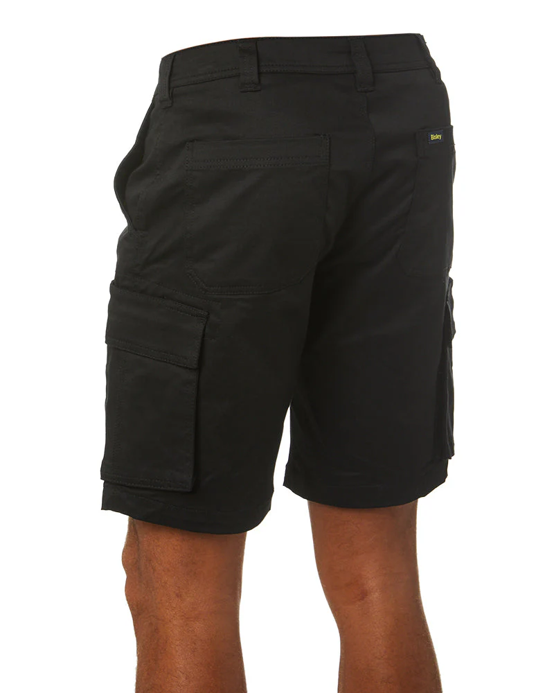Stretch Cotton Cargo Short - Black