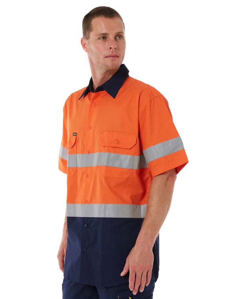 Taped Hi Vis Cool Lightweight SS Shirt - Orange/Navy