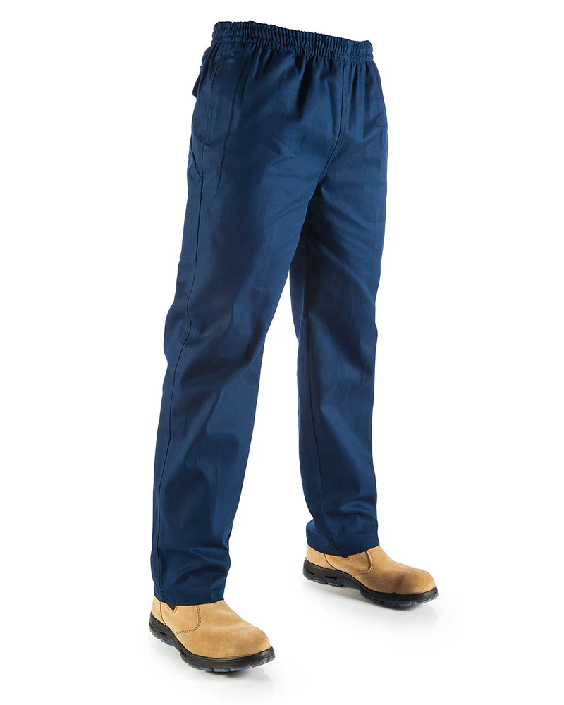 Drill Elastic Waist Pants - Navy