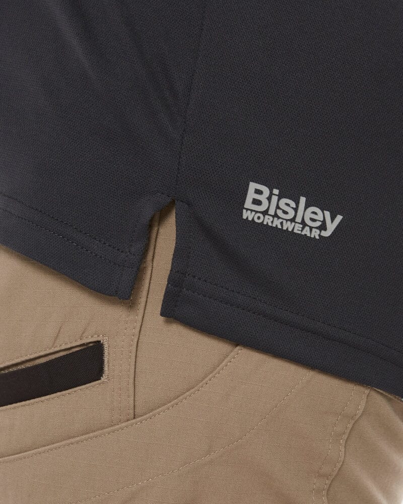 Womens Cool Mesh Polo Shirt With Reflective Piping - Charcoal