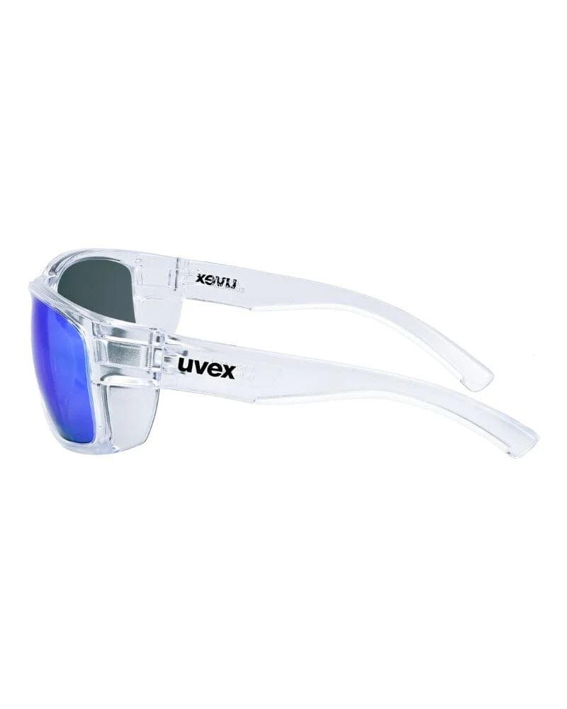 Aquarius Clear Frame Safety Glasses - Blue Mirror Lens