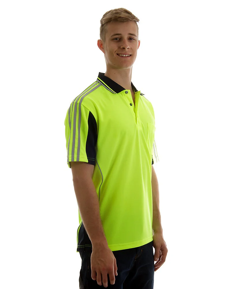 Hi Vis Short SleeveArm Tape Shirt - Lime/Navy