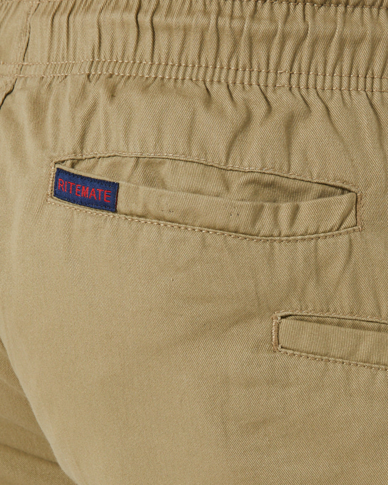 Light Weight Elastic Waist Utility Short - Khaki
