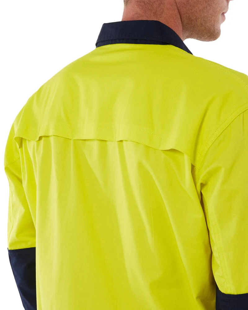 Closed Front Long Sleeve Shirt - Yellow/Navy