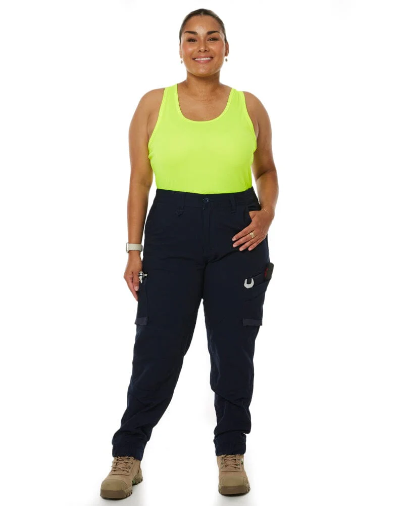 WP-8W Womens Cuffed Stretch Ripstop Work Pant - Navy