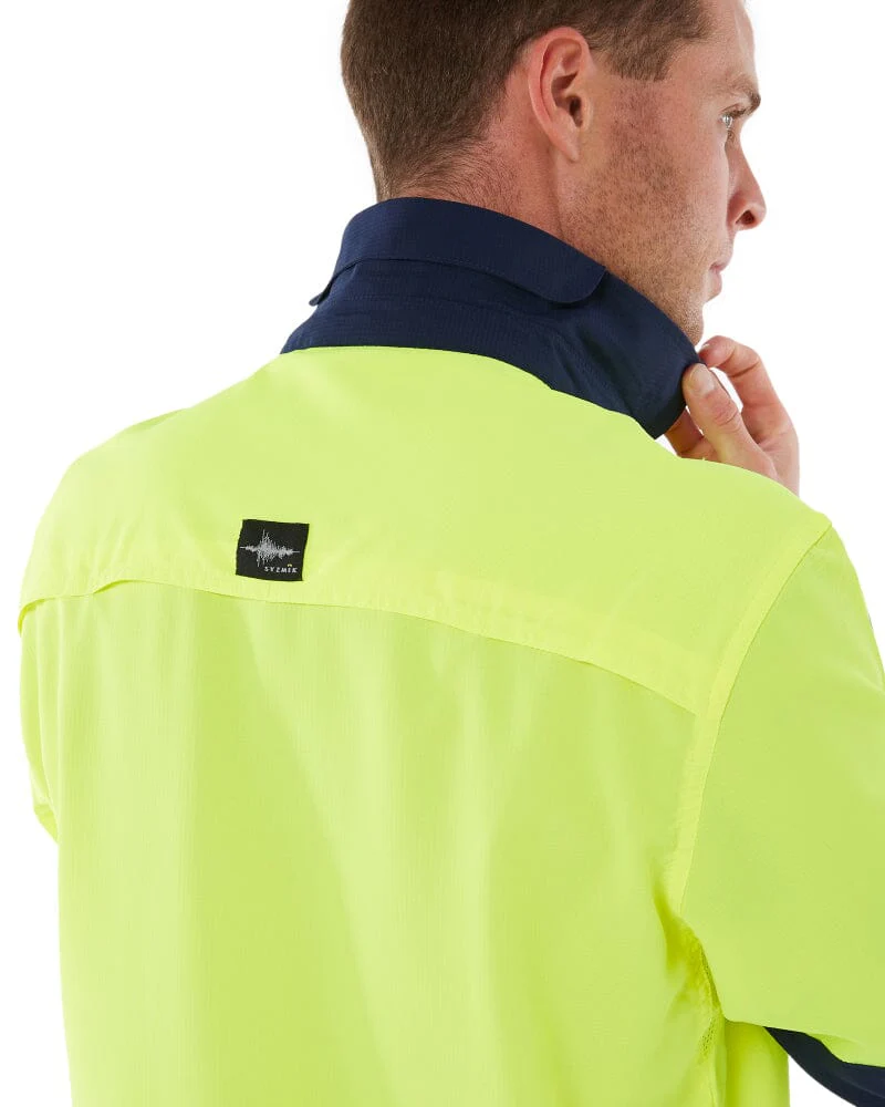 Hi Vis Outdoor Long Sleeve Shirt - Yellow/Navy