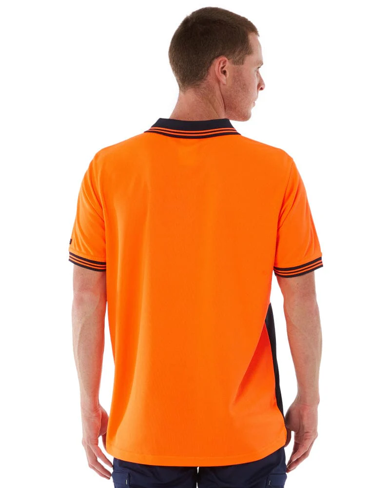 Hi Vis SS Traditional Polo - Orange/Navy