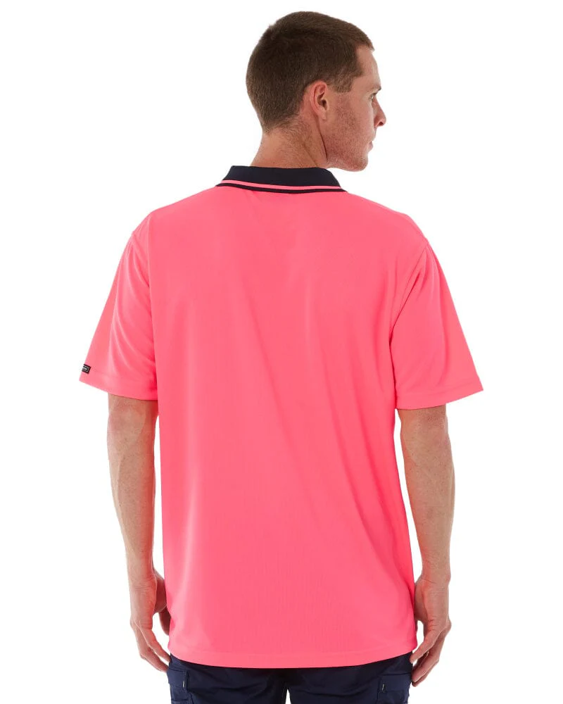 Hi Vis Non Cuff Traditional Polo - Pink/Navy