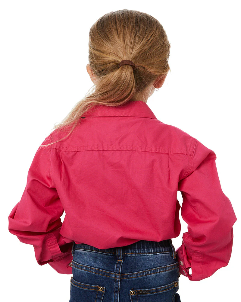 Kids Closed Front Shirt LS - Pink