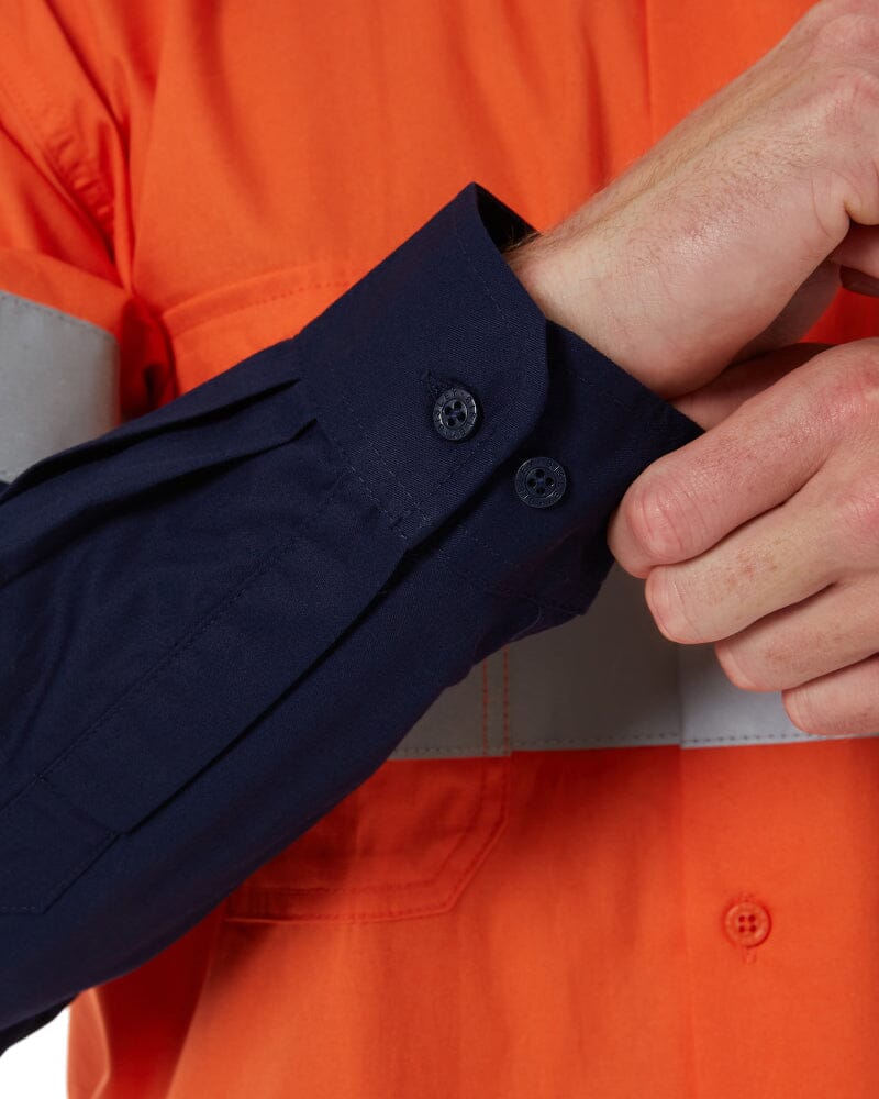 Taped Hi Vis Cool Lightweight LS Shirt - Orange/Navy