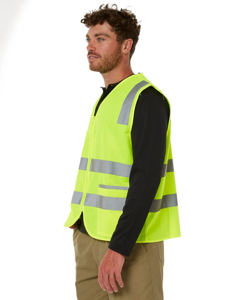 Taped Hi Vis Safety Zip Vest - Yellow
