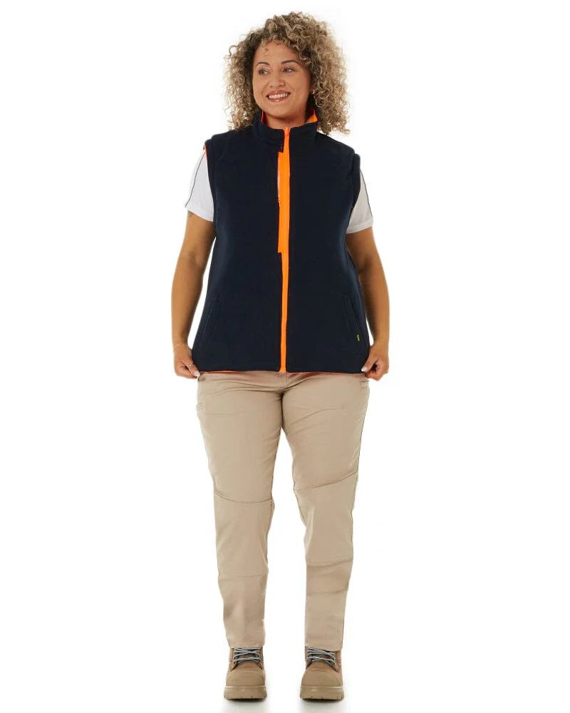 Womens Taped Hi Vis 5 In 1 Rain Jacket - Orange/Navy