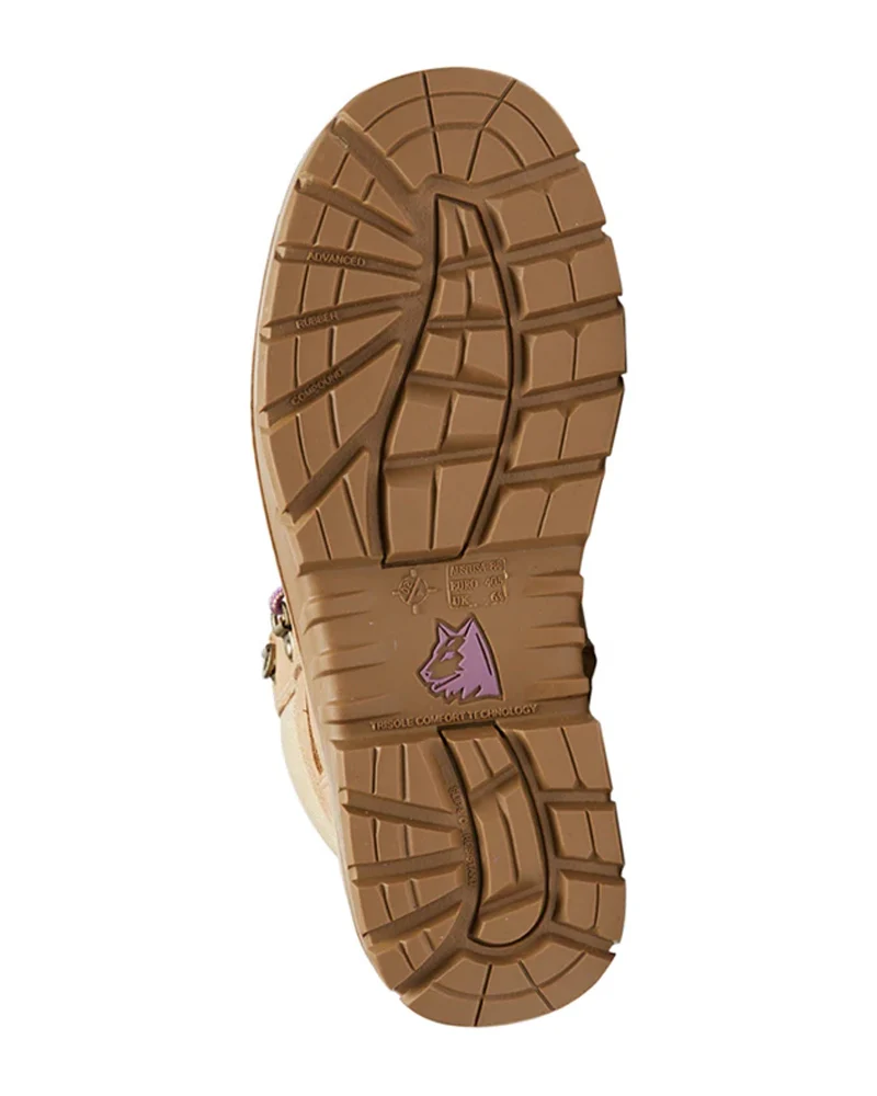 Ladies Southern Cross Lace Up Ankle Boot with Zip - Sand