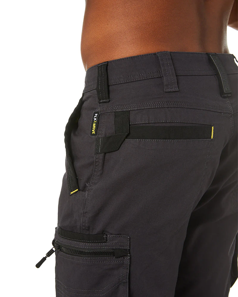 Flex and Move Stretch Canvas Utility Zip Cargo Short - Charcoal