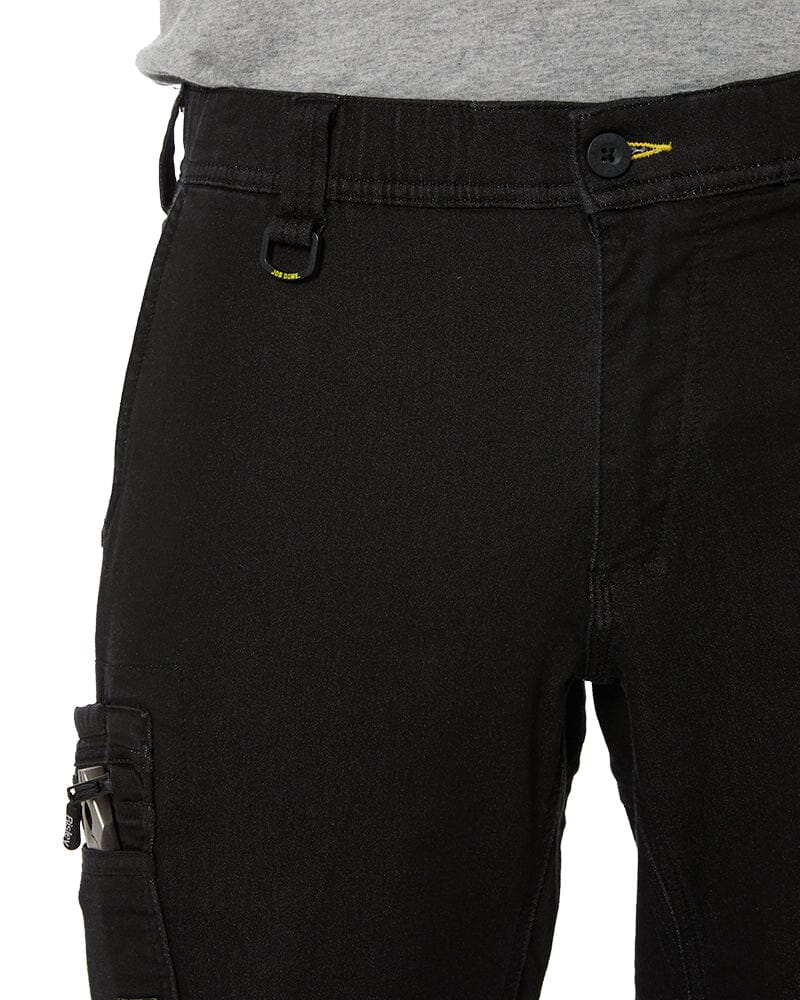 Flex and Move Stretch Denim Cargo Cuffed Pants - Black