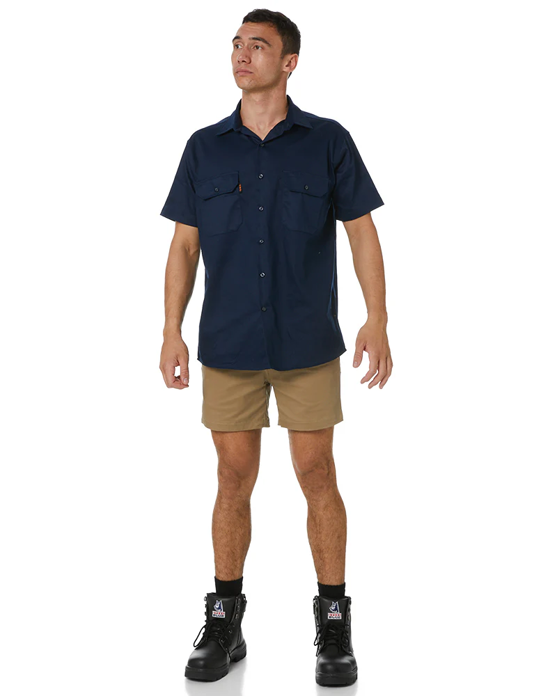 Cotton Drill Work Shirt Short Sleeve - Navy