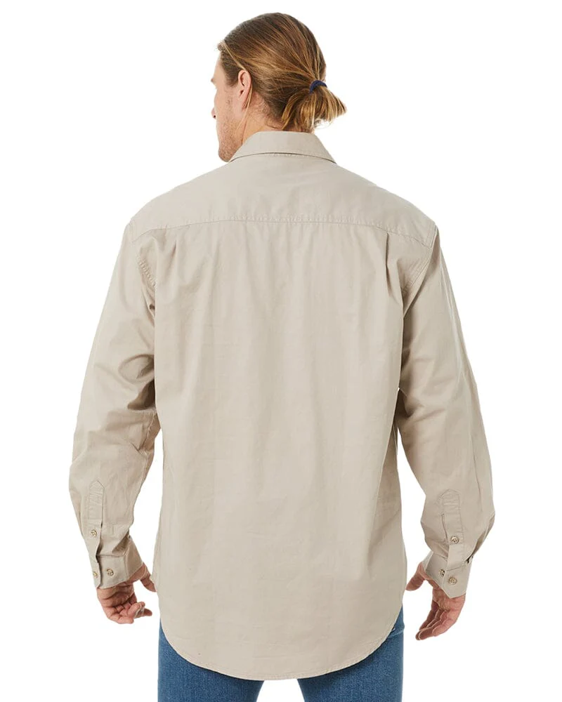 Closed Front Cotton Twill Shirt LS - Clay