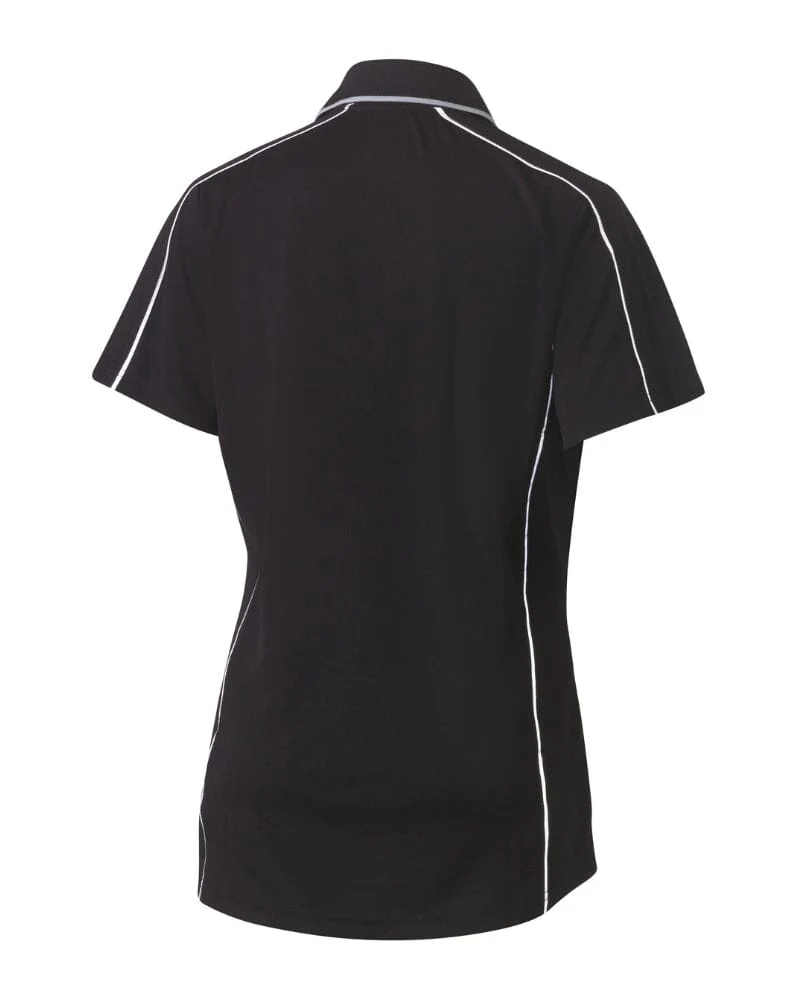 Womens Cool Mesh Polo Shirt With Reflective Piping - Black