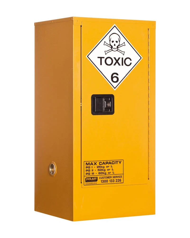 Toxic Substance Storage Cabinet 60L 1 Door 2 Shelves - Yellow