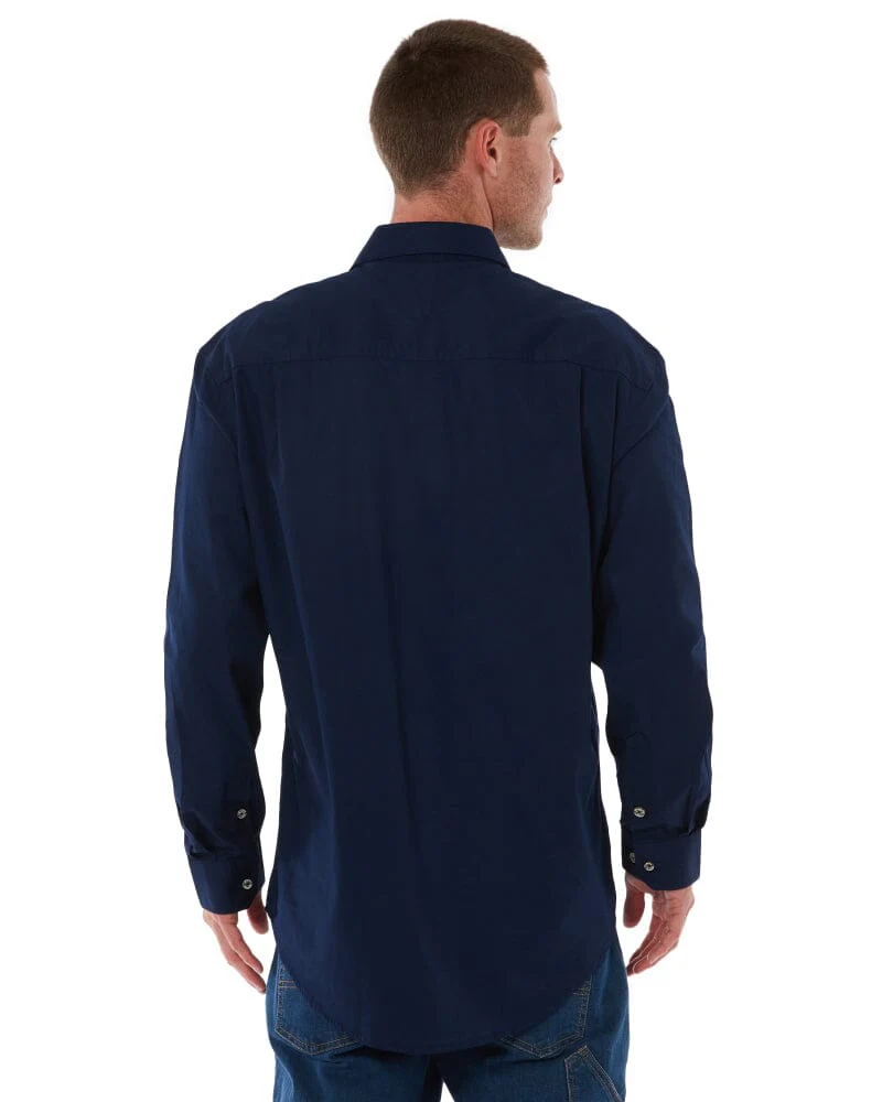 Open Front Cotton Twill LS Shirt - French Navy