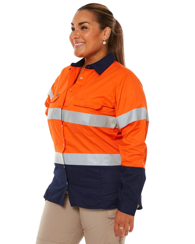 3M Taped Hi Vis Cool Lightweight LS Shirt - Orange/Navy