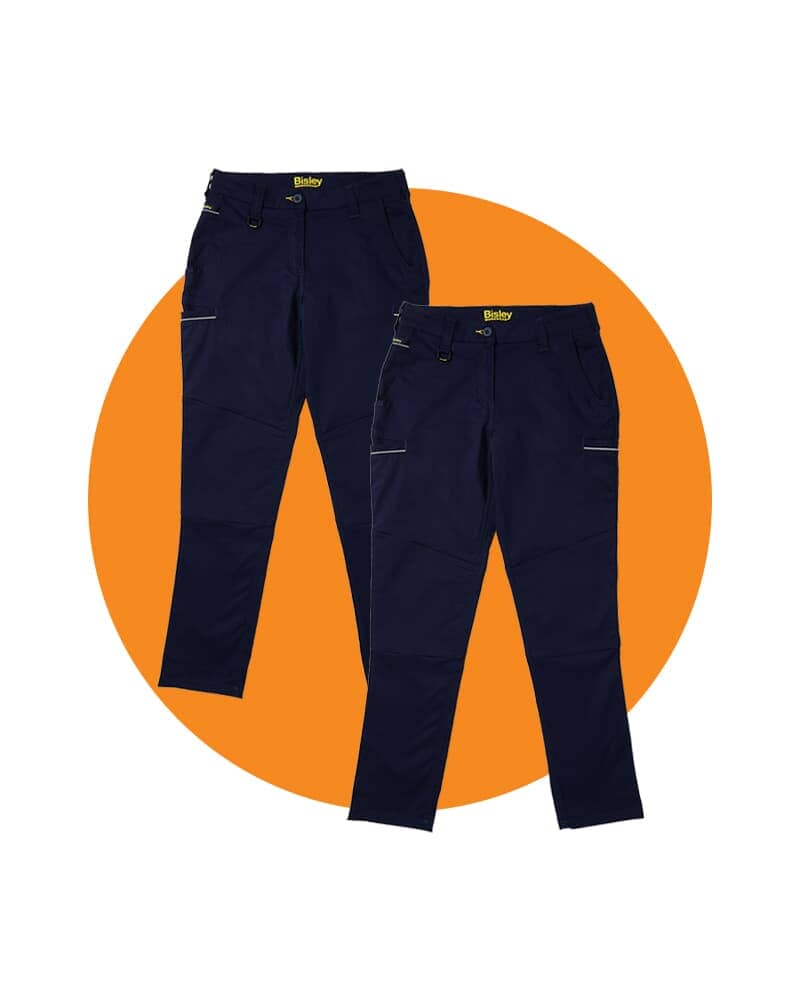 Tradies Womens Mid Rise Stretch Cotton Pants 2 Value Pack - Navy