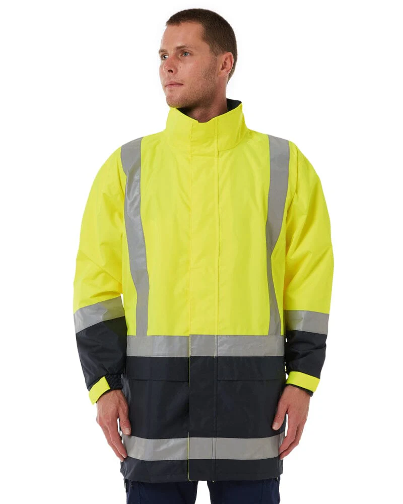 Taped Hi Vis Rain Shell Jacket - Yellow/Navy