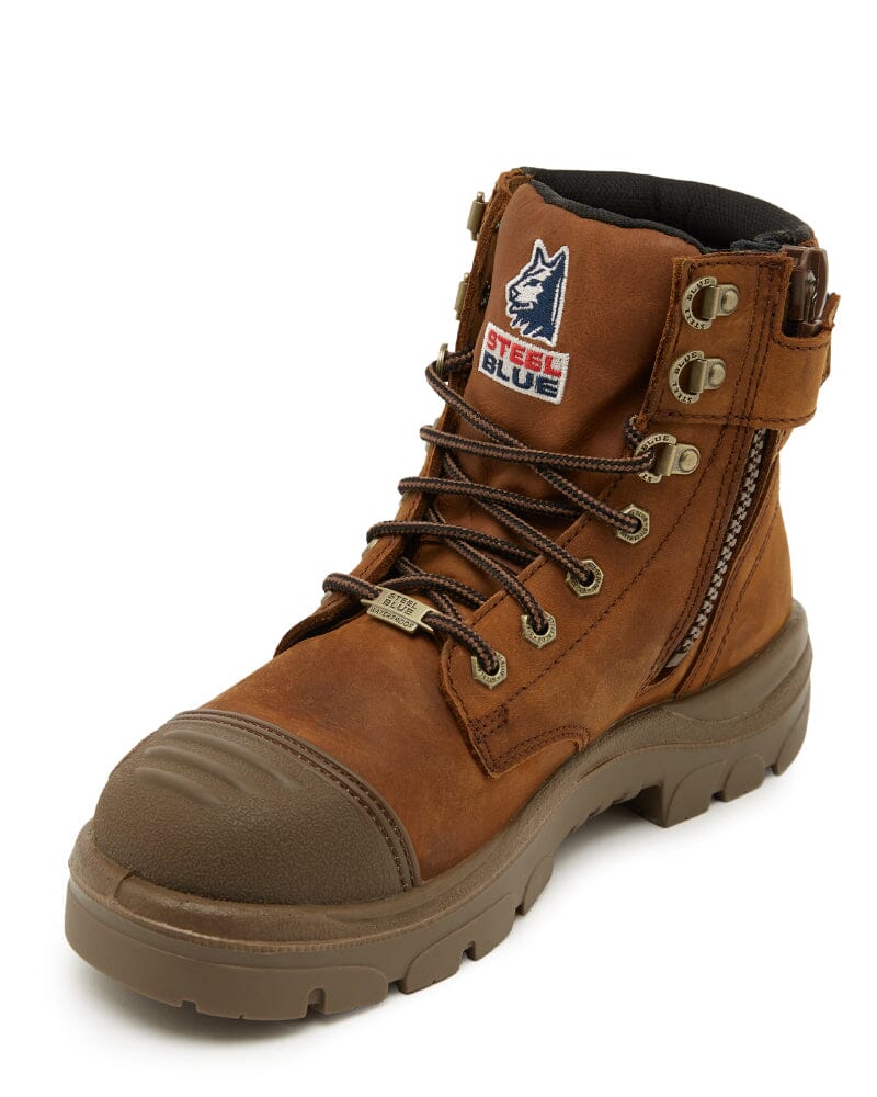 Argyle Zip Scuff Cap Waterproof Safety Boot - Distressed Brown