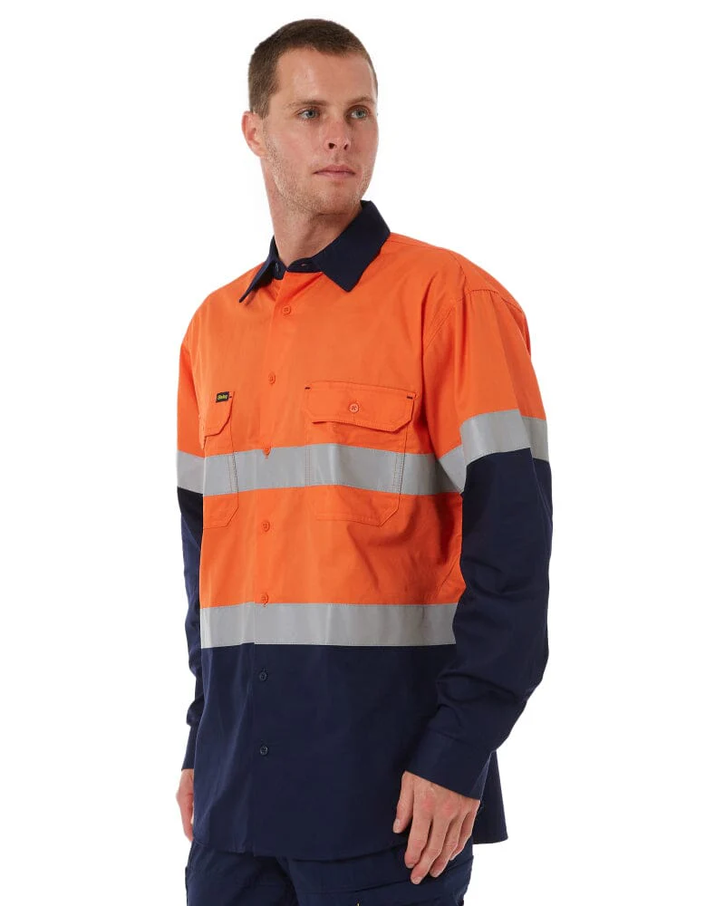 Taped Hi Vis Cool Lightweight LS Shirt - Orange/Navy