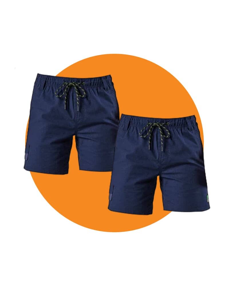 Tradies WS-7 Elastic Waist Stretch Utility Short 2 Value Pack - Navy/Navy