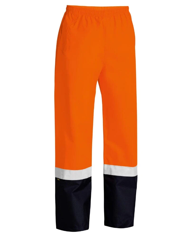 Taped Two Tone Hi Vis Rain Shell Pant - Orange/Navy