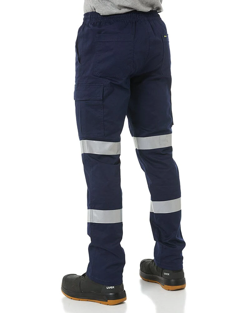 Taped Biomotion Stretch Cotton Drill Elastic Waist Cargo Work Pant - Navy