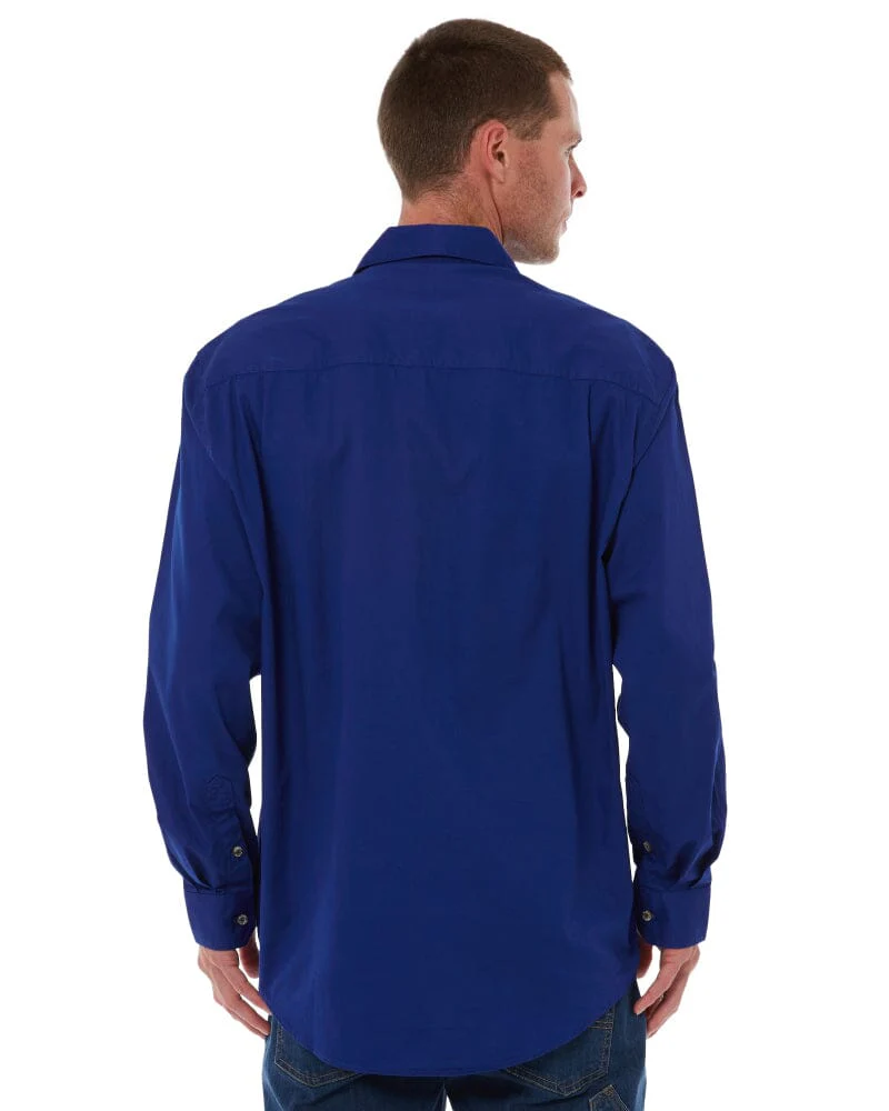 Closed Front Cotton Twill Shirt LS - Royal