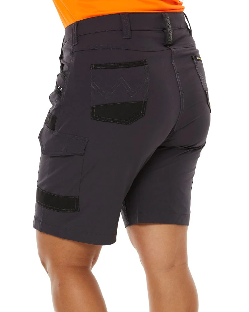 Womens Flex and Move 4 Way Stretch Zip Cargo Short - Charcoal