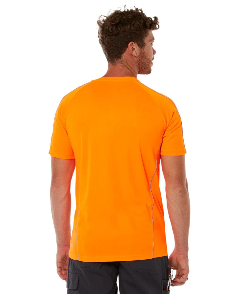 Cool Mesh Tee With Reflective Piping - Hi Vis Orange