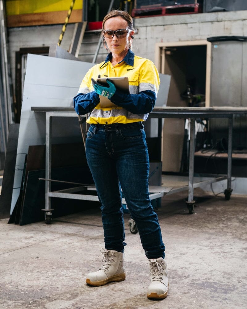 Womens 3 x-flow Zip Side Safety Boot - Cement/Tan