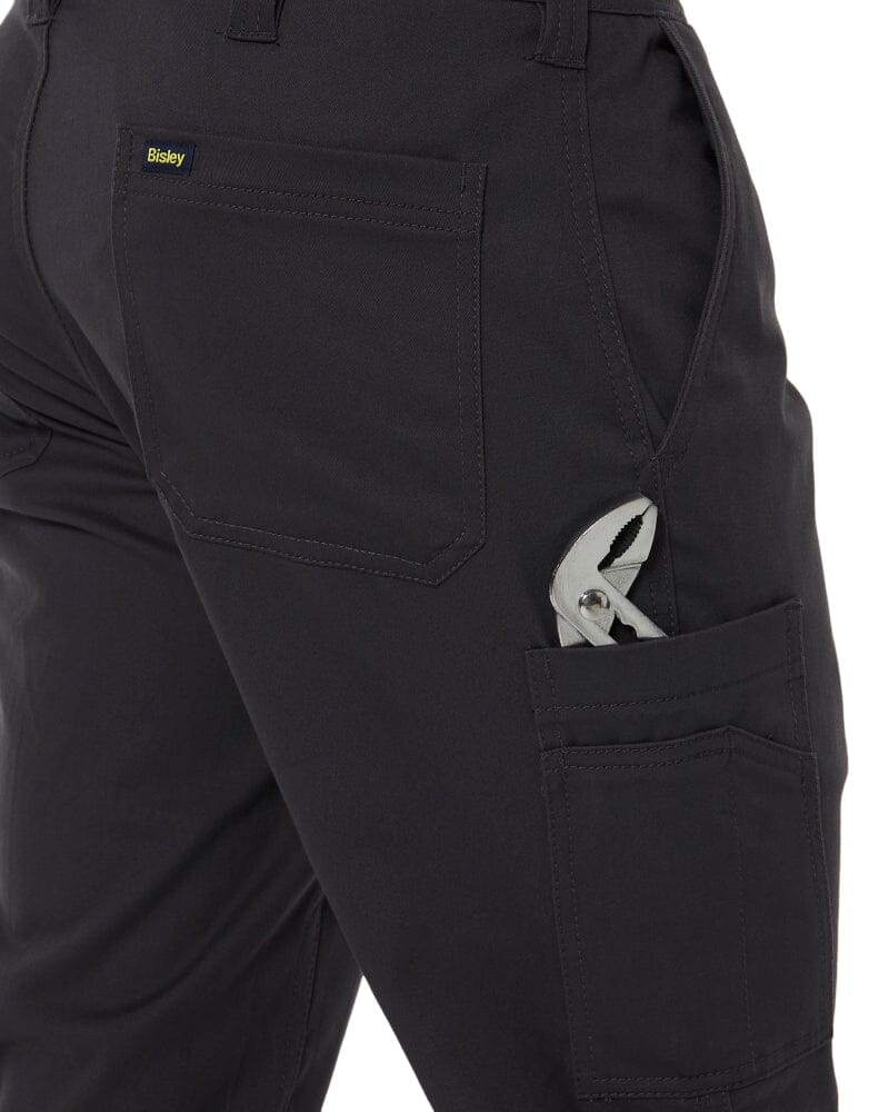 Stretch Cotton Drill Cargo Cuffed Pants - Charcoal