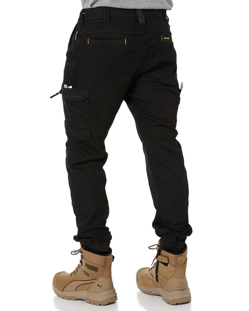 Flex and Move Stretch Denim Cargo Cuffed Pants - Black