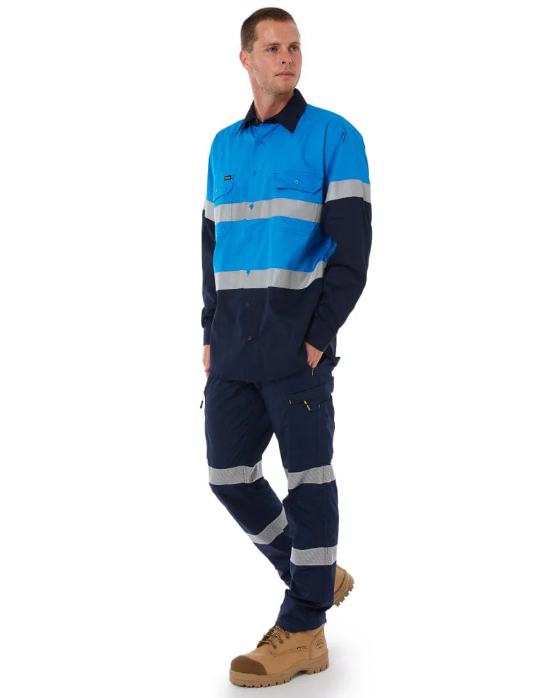 Taped Hi Vis Cool Lightweight LS Shirt - Blue/Navy