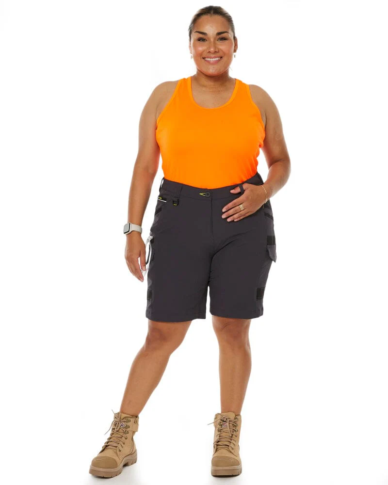 Womens Flex and Move 4 Way Stretch Zip Cargo Short - Charcoal