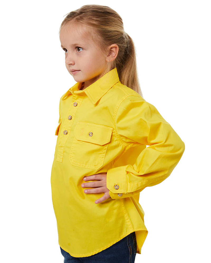 Kids Closed Front Shirt LS - Lemon