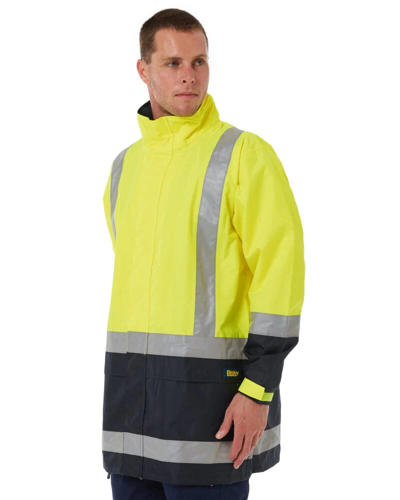 Taped Hi Vis Rain Shell Jacket - Yellow/Navy