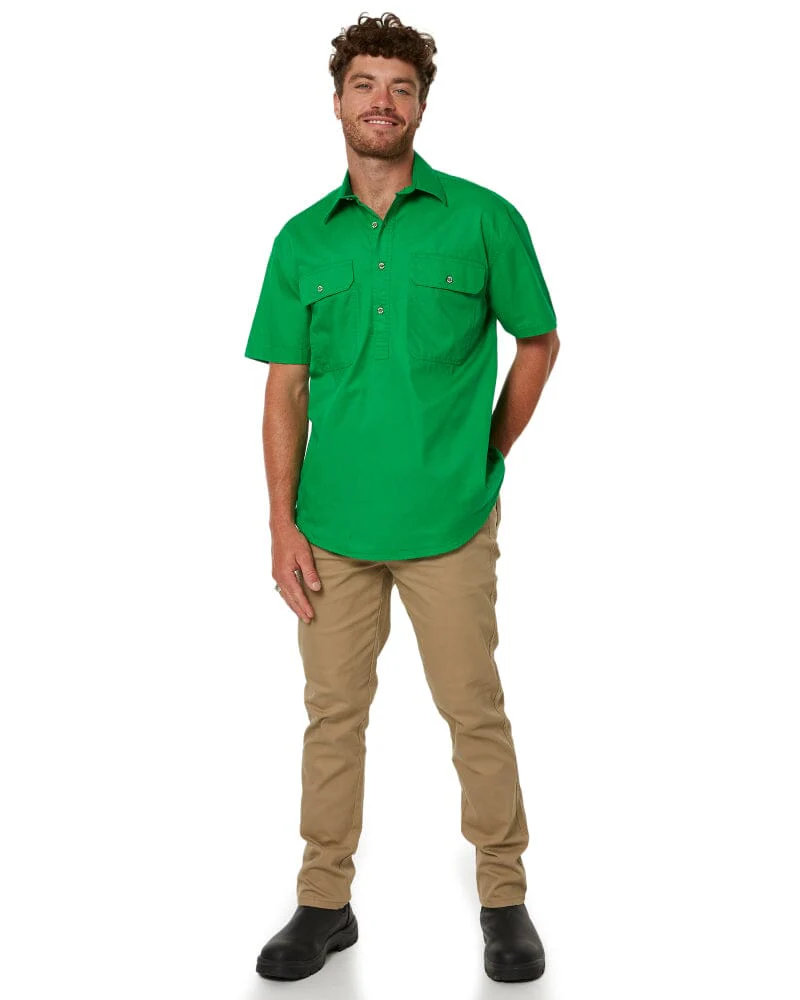 Closed Front SS Shirt - Emerald